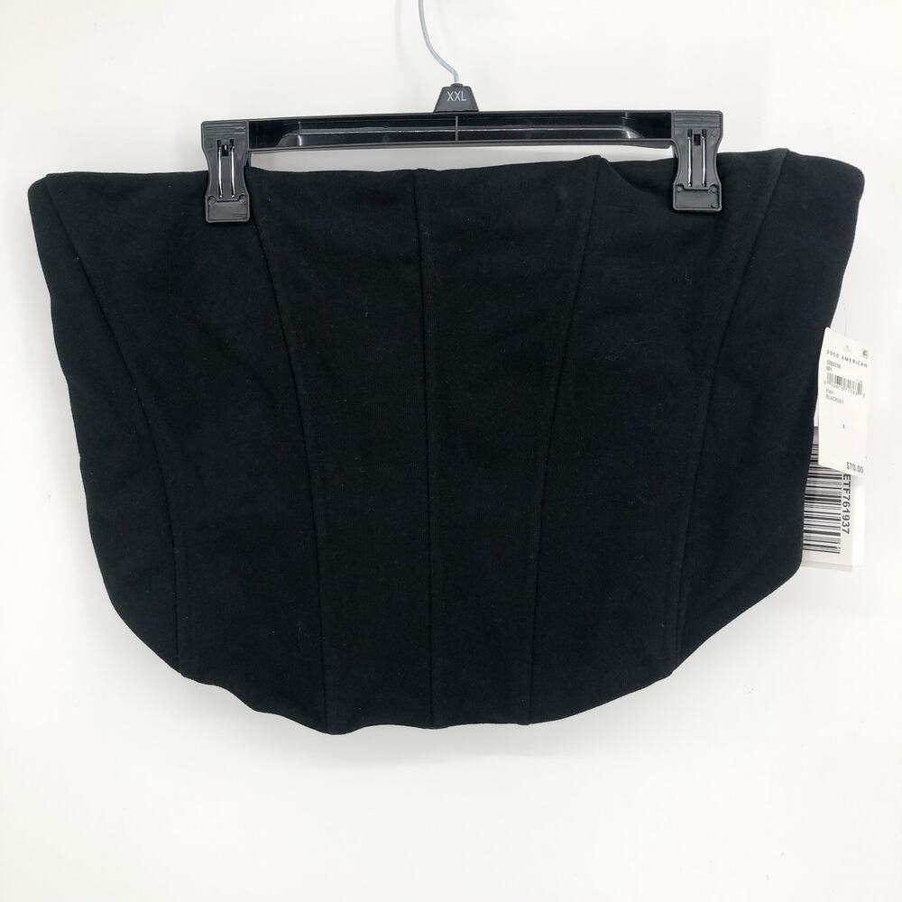 GOOD AMERICAN Sueded Fleece Corset Top 5-XXL Black Side Zipper 100% Cotton NWT - Picture 4 of 12